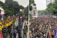 Foto Kolase : Aksi Demo Mahasiswa Bertajuk Indonesia Gelap Menggema di Berbagai Daerah di Indonesia (Ist)