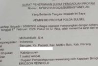 Surat Penerimaan Surat Pengaduan Propam
