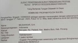 Surat Penerimaan Surat Pengaduan Propam