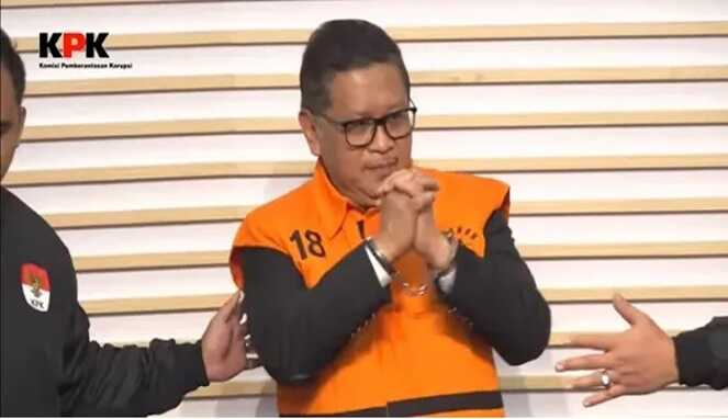 Hasto Kristianto ditahan KPK (Tangkapan Layar YouTube KPK)