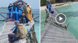 Foto Kolase : Nakes Sinjai Merayap Layaknya Spiderman di Jembatan Rusak Pulau Sembilan demi Layanan Kesehatan Warga.