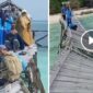 Foto Kolase : Nakes Sinjai Merayap Layaknya Spiderman di Jembatan Rusak Pulau Sembilan demi Layanan Kesehatan Warga.