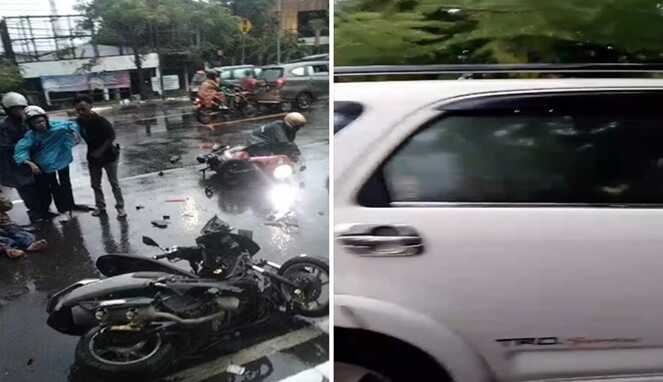Foto Kolase : Kecelakaan beruntun beruntun yang melibatkan tujuh sepeda motor dan tiga mobil terjadi di perbatasan Gowa-Makassar