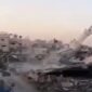 Sebuah menara masjid di Gaza runtuh akibat serangan udara Israel (X.com)