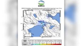 Peta guncangan (ShakeMap) BMKG menunjukkan pusat gempa bumi yang terjadi pada 7 Maret 2025 di darat, 24 km barat laut Luwu Timur, Sulawesi Selatan, dengan magnitudo 3.6 dan kedalaman 3 km.