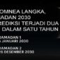 Ilustrasi yang menggambarkan fenomena langka Ramadan terjadi dua kali dalam satu tahun pada 2030. 
