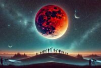 Foto ilustrasi gerhana bulan total atau Blood Moon pada Jumat 14 Maret 2025