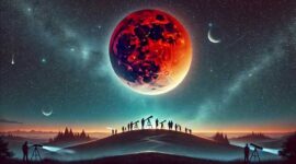 Foto ilustrasi gerhana bulan total atau Blood Moon pada Jumat 14 Maret 2025
