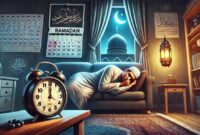 Foto Ilustrasi : Seorang pria tertidur di sofa dengan ekspresi lelah saat puasa ramadan