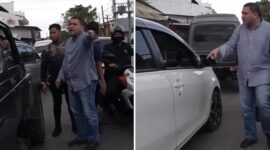 Foto Kolase : Wali Kota Makassar Appi semprot pengendara nakal di Jalan Dr. Leimena 