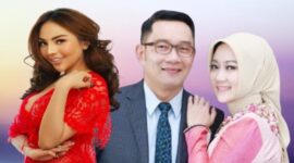 Foto kolase : Lisa Mariana, Ridwan Kamil dan Istri