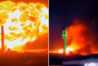 Foto kolase : Pelabuhan minyak Yaman hancur usai dibombardir AS (X/twitter)