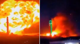 Foto kolase : Pelabuhan minyak Yaman hancur usai dibombardir AS (X/twitter)