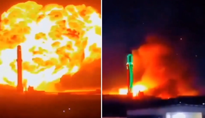 Foto kolase : Pelabuhan minyak Yaman hancur usai dibombardir AS (X/twitter)