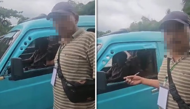 Tangkapan layar video – preman jalanan saat meminta upeti ke sopir Pete-pete di Makassar