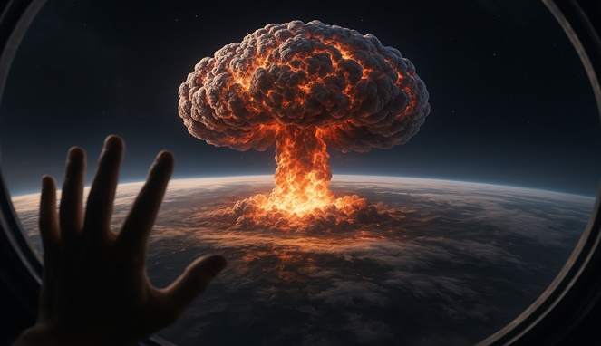 Foto ilustrasi - ledakan nuklir dari sudut pandang luar angkasa