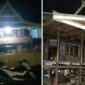 Foto kolase – Rumah calon mempelai pria di Dusun Embo, Desa Turatea, Kecamatan Tamalatea, Jeneponto, dirusak massa. 
