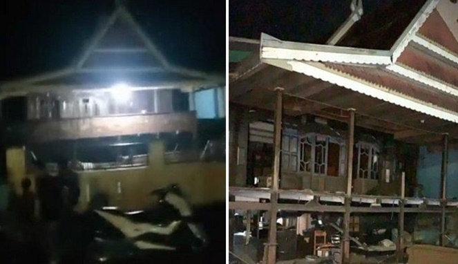 Foto kolase – Rumah calon mempelai pria di Dusun Embo, Desa Turatea, Kecamatan Tamalatea, Jeneponto, dirusak massa. 