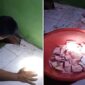 Foto Kolase : Seorang pria membongkar lantai rumah dan menemukan uang tunai Rp22 juta hasil panen yang selama ini hilang. 