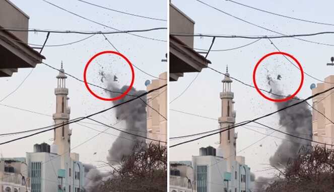 Foto Kolase : Tubuh Warga Palestina Berterbangan saat Dibom Israel