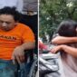 Foto kolase – Pelaku ditangkap dan gadis penjual kerupuk berpelukan dengan orang tuanya usai berhasil melarikan diri 