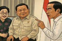 Foto ilustrasi – Pertemuan Presiden Prabowo Subianto dan Megawati Soekarnoputri disertai bayang-bayang Jokowi