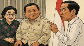 Foto ilustrasi – Pertemuan Presiden Prabowo Subianto dan Megawati Soekarnoputri disertai bayang-bayang Jokowi