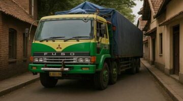 Foto ilustrasi - Truk 10 roda pengangkut barang masuk ke lorong-lorong di Makassar.