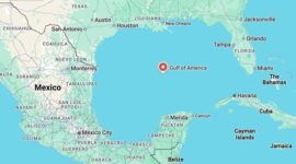 Tampilan platform peta Google Maps, Teluk Meksiko diubah menjadi Teluk Amerika