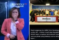 Foto Kolase : Presenter Kompas TV menangis saat siaran, sementara kru iNews Surabaya berpamitan usai terdampak PHK massal imbas gempuran platform digital.