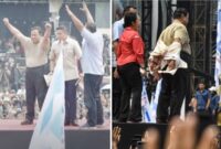 Tangkapan layar video momen saat Prabowo melepas baju dan membakar semangat buruh di Monas