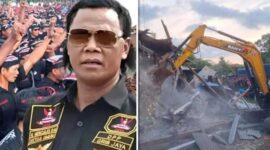 Foto ilustrasi – Ketua Umum GRIB Jaya, Hercules dan Posko yang rata dengan tanah