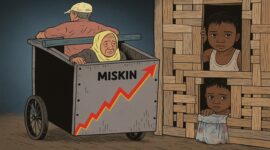 Foto Ilustrasi satir kemiskinan: grafik naik, rakyat makin terhimpit.