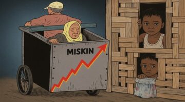 Foto Ilustrasi satir kemiskinan: grafik naik, rakyat makin terhimpit.