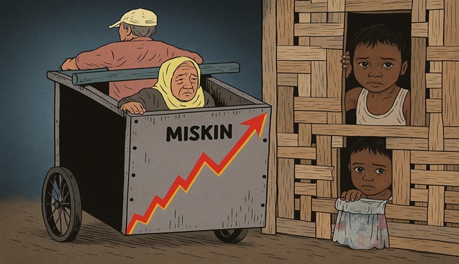 Foto Ilustrasi satir kemiskinan: grafik naik, rakyat makin terhimpit.