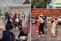 Tangkapan layar video – Wisatawan Indonesia Joget ala TikTok di Kuil Suci Bangkok