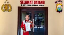 Budiman S saat selesai melapor di polda sulsel