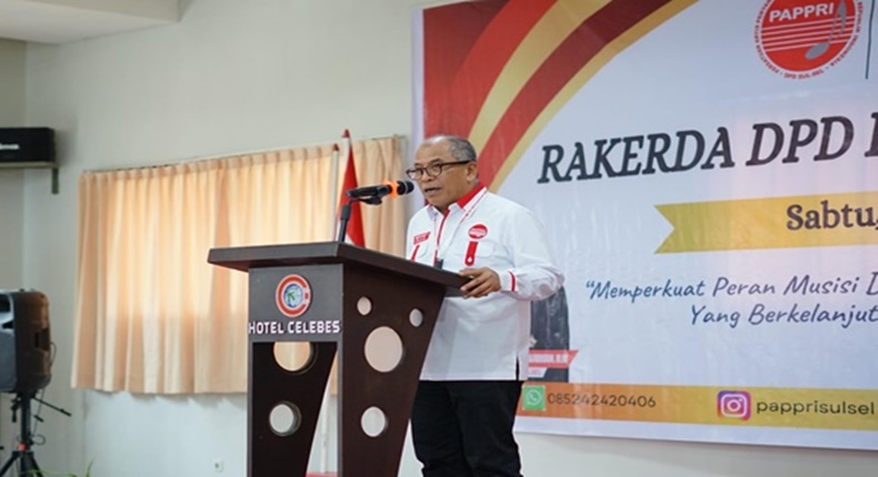 Ketua DPD PAPPRI Sulsel, Ilham Arief Sirajuddin saat memberi sambutan
