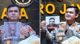 Polisi memperlihatkan foto dua tersangka kasus pencabulan dan penganiayaan terhadap adik kandung Habib Bahar bin Smith. 