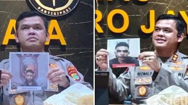 Polisi memperlihatkan foto dua tersangka kasus pencabulan dan penganiayaan terhadap adik kandung Habib Bahar bin Smith.