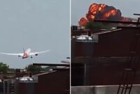 Foto Kolase : Pesawat Boeing 787-8 Dreamliner Air India meledak di pemukiman warga