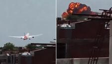Foto Kolase : Pesawat Boeing 787-8 Dreamliner Air India meledak di pemukiman warga