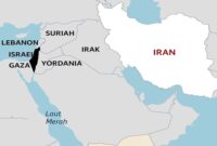 Foto ilustrasi - Peta Timur Tengah wilayah Israel listrik lumpuh total