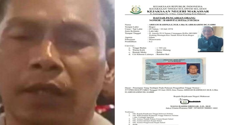 Arham Rahim masuk DPO Kejari Makassar atas kasus penipuan Rp1,5 miliar, divonis inkrah tapi belum dieksekusi sejak 3 Oktober 2024.