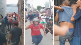 Foto kolase – penjual mainan diamuk massa 
