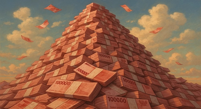 Foto ilustrasi tumpukan utang Negara membengkak