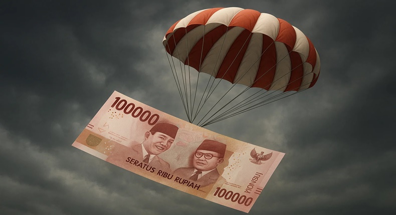 Foto ilustrasi – Uang terjun bebas