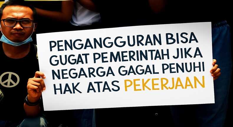 Foto ilustrasi – Pengangguran demo dan menggugat pemerintah