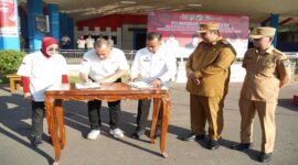 Penandatanganan kerjasama antara Dinas Koperasi Maros dan GAN Sulsel, disaksikan Bupati Maros dalam rangka penguatan Koperasi Merah Putih se-Kabupaten Maros.