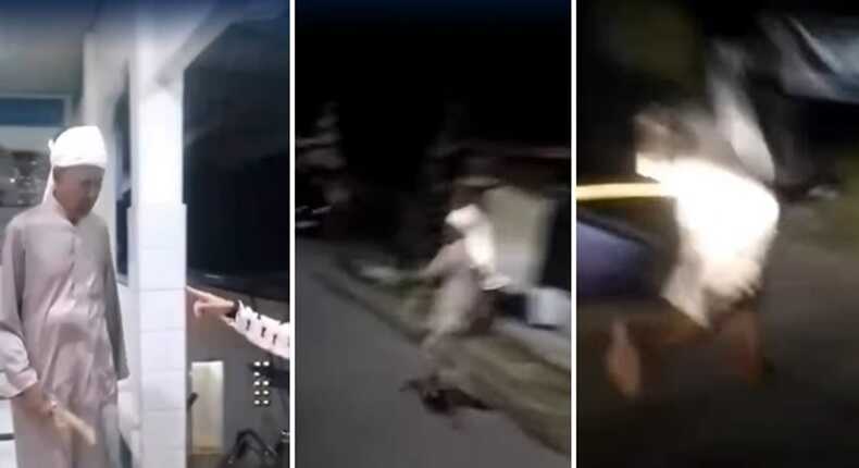 Foto kolase – Pria bersorban bawa tongkat berlari usai dikejar warga di Soppeng